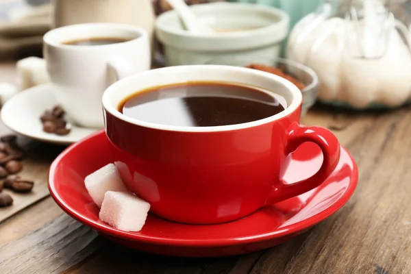 Fresh coffee with ingredients — Stock Photo, Image