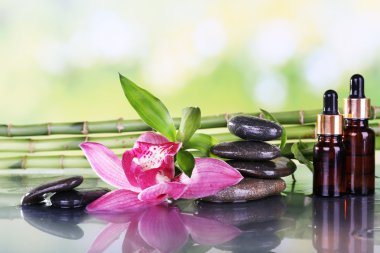 Spa taşlar, bambu dalları