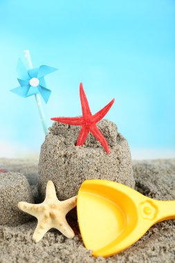 Sandcastle fırıldak kum plajındaki ile 