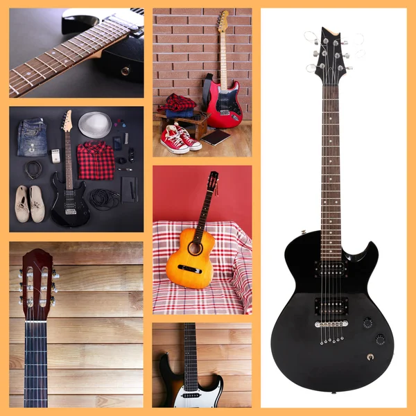 Collage van moderne gitaar — Stockfoto