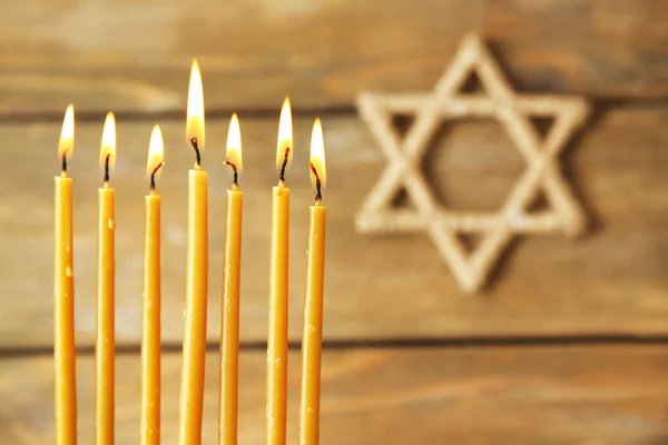 Sete velas Hanukkah — Fotografia de Stock