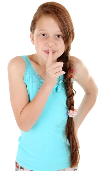 Belle petite fille isolée sur blanc — Photo