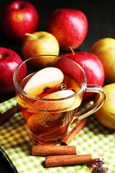 Cidra de maçã com paus de canela — Fotografia de Stock