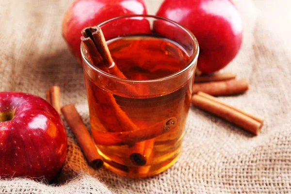 Apple cider with cinnamon sticks — Stock Photo, Image