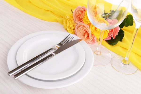 Table setting with rose — Stock Photo, Image