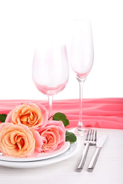 Ajuste de mesa con rosa —  Fotos de Stock