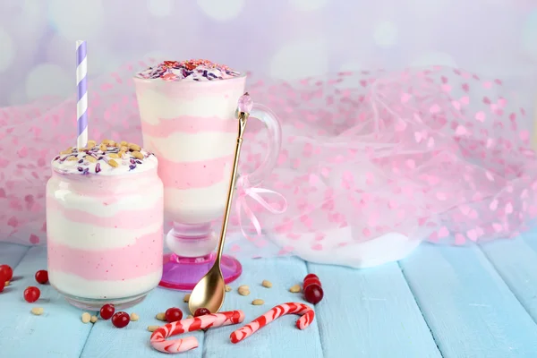 Cranberry milk dessert — Stock Photo, Image