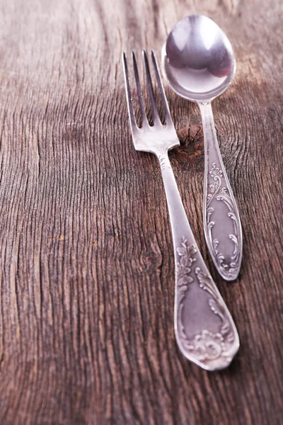 Metal knife, spoon and fork — Stock Photo, Image