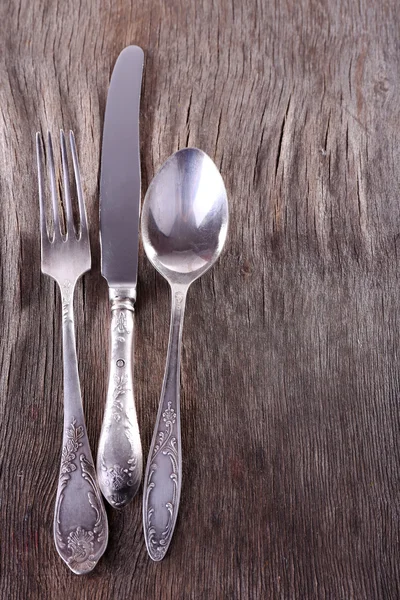 Metal knife, spoon and fork — Stock Photo, Image