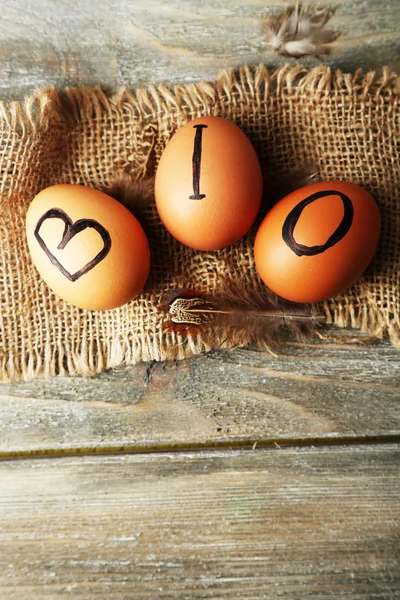 Eggs with inscription BIO — Stock Photo, Image