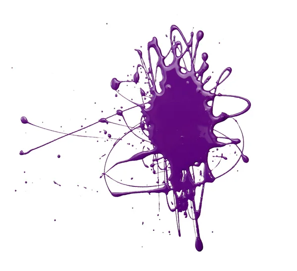 Éclaboussure de peinture violette isolée sur du blanc — Photo