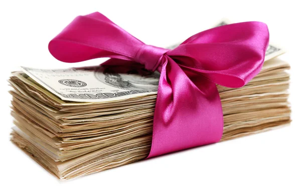 Dollars tied with ribbon — Stock Photo, Image