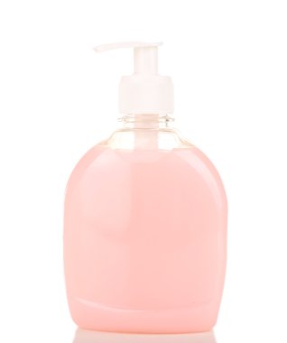 Plastik şişe üzerinde beyaz izole sıvı sabun