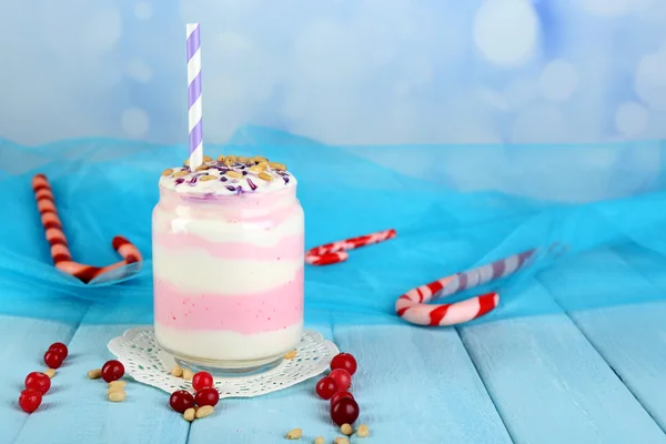 Cranberry milk dessert — Stock Photo, Image