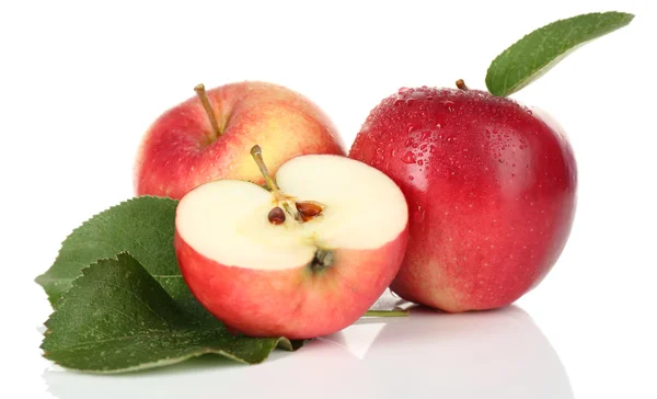 Manzanas rojas maduras aisladas en blanco — Foto de Stock