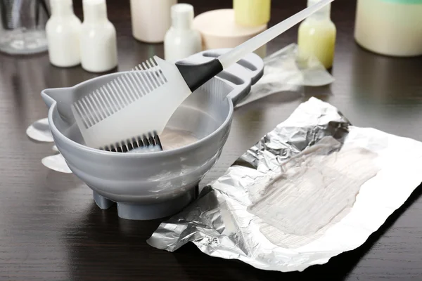 Friseur-Accessoires zum Färben der Haare, Nahaufnahme — Stockfoto