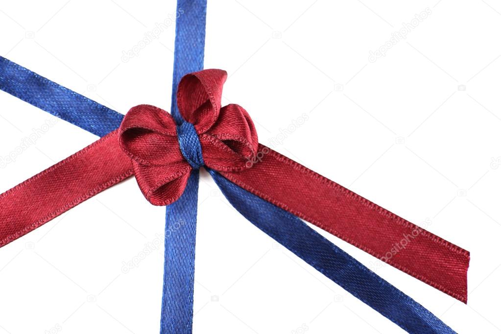 Dark blue and dark red ribbon and bow isolated on white Stock Photo by  ©belchonock 56049579