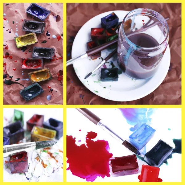Collage di vernici ad acquerello — Foto Stock