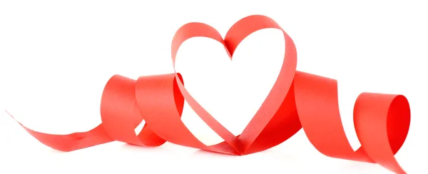 Fita de papel vermelho em forma de coração — Fotografia de Stock