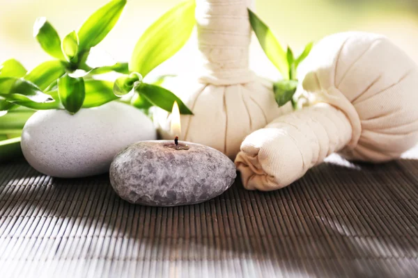 Spa composition with herbal massage bags — Stock Photo, Image