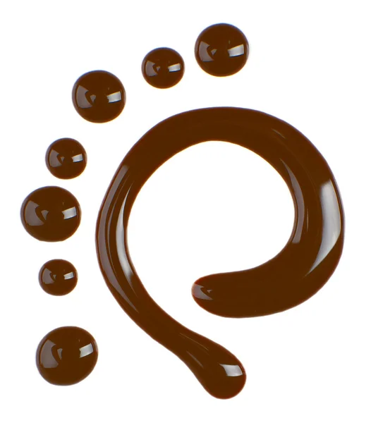 Chocolate syrup drips isolated on white — Stock Photo, Image