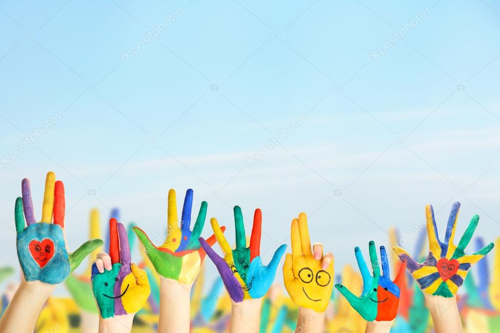 Painted colorful hands