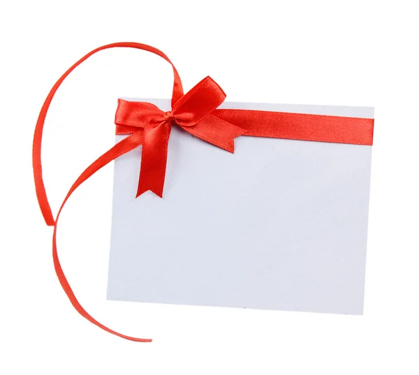 Red ribbon with card — Stock Photo, Image