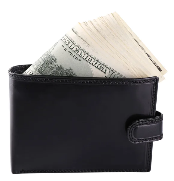 Bolsa com notas de cem dólares — Fotografia de Stock