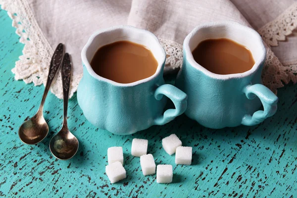 Cups of coffee with sugar — Stock Photo, Image