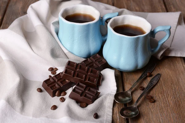 Cups of coffee with chocolate — Stock Photo, Image