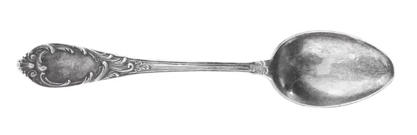 Серебряная ложка для еды — стоковое фото