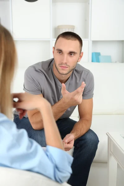 Young man on reception at psychologist — Stock Photo, Image