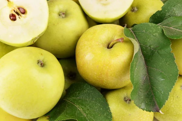 Mogna gröna äpplen på nära håll — Stockfoto