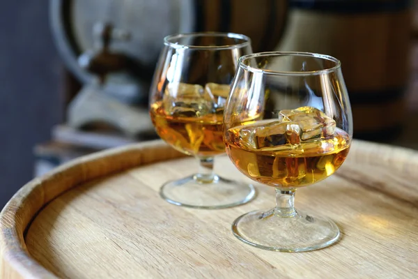 Glazen voor brandy in kelder — Stockfoto
