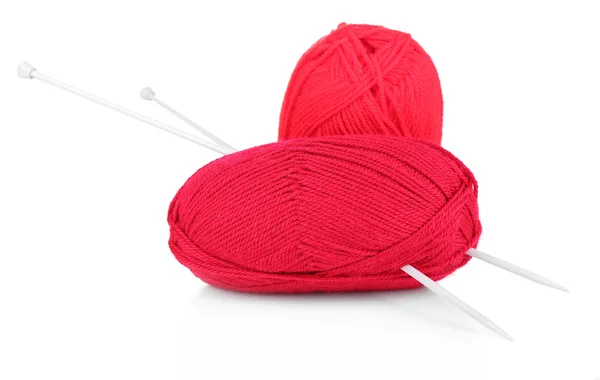 Knitting yarn with needles — Stock Photo, Image