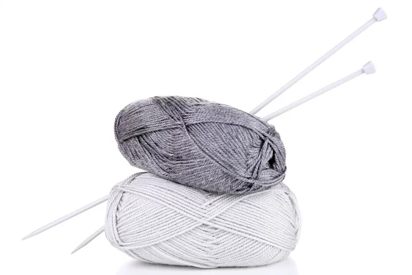 Knitting yarn with needles — Stock Photo, Image