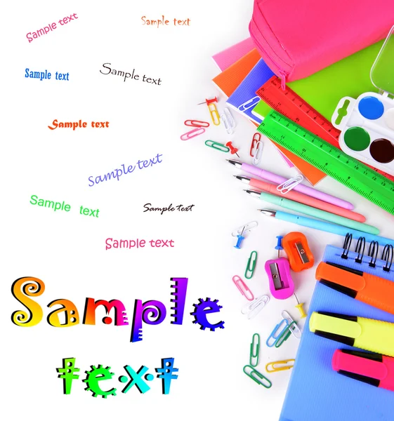 Bright school supplies isolated on white — Stock Photo, Image