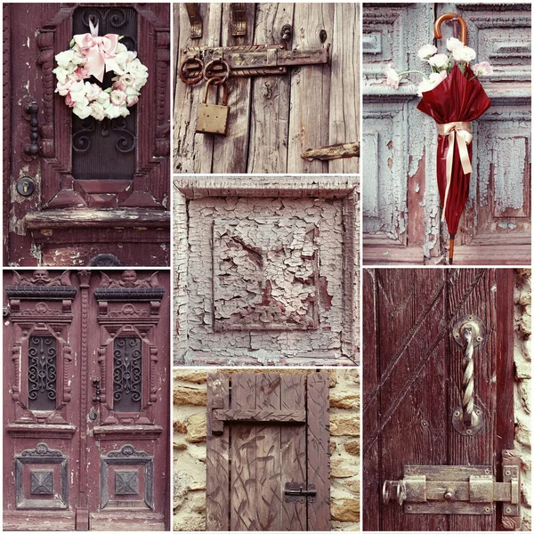 Kolaż starego rocznika drzwi — Zdjęcie stockowe
