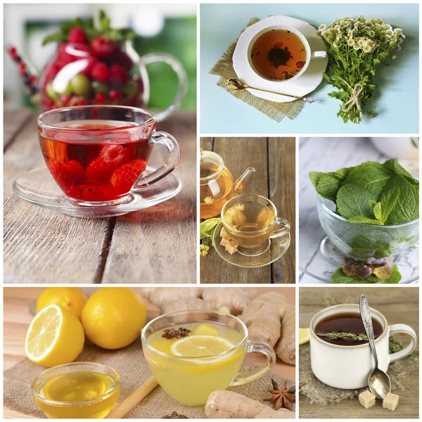 Collage of tasty tea — Stock Photo, Image