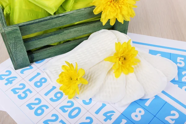 Calendário almofadas sanitárias — Fotografia de Stock