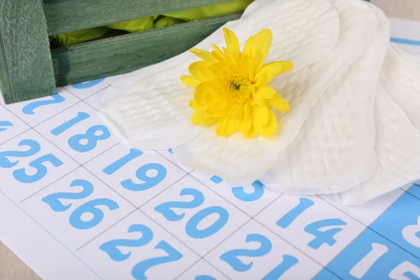 Calendário almofadas sanitárias — Fotografia de Stock