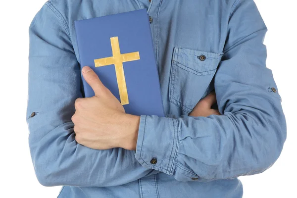 Mann im Besitz der Bibel — Stockfoto