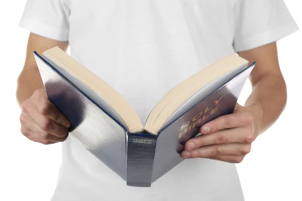 Muž držení bible — Stock fotografie