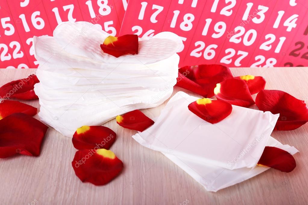 Sanitary pads and rose petals