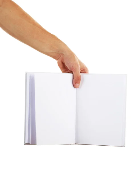 Male hands with opened book — Stock Photo, Image