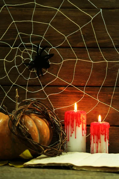Décoration Halloween avec toile d'araignée — Photo