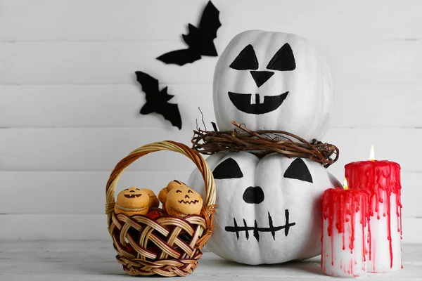 White Halloween pumpkins — Stock Photo, Image