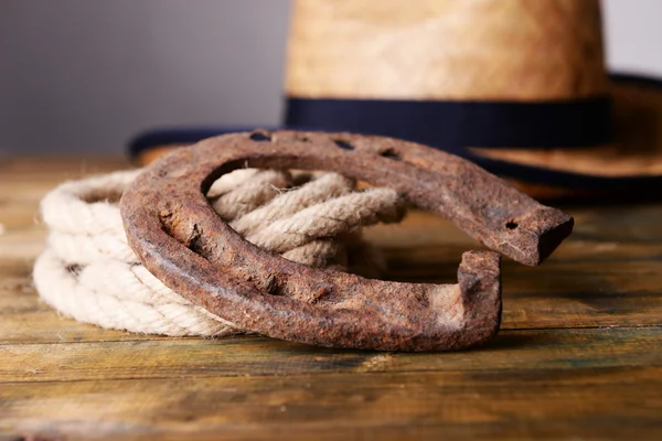 Laço e chapéu de cowboy — Fotografia de Stock