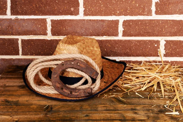 Laço e chapéu de cowboy — Fotografia de Stock