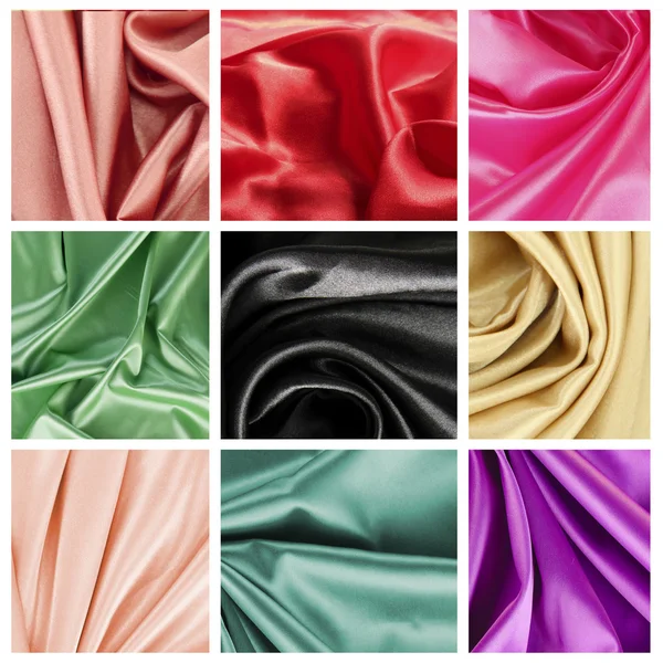 Bonita colagem de cortinas de seda — Fotografia de Stock